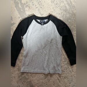 Sport-Tek Kids Black and Gray Raglan Shirt (women’s small for micro-shirt fit)